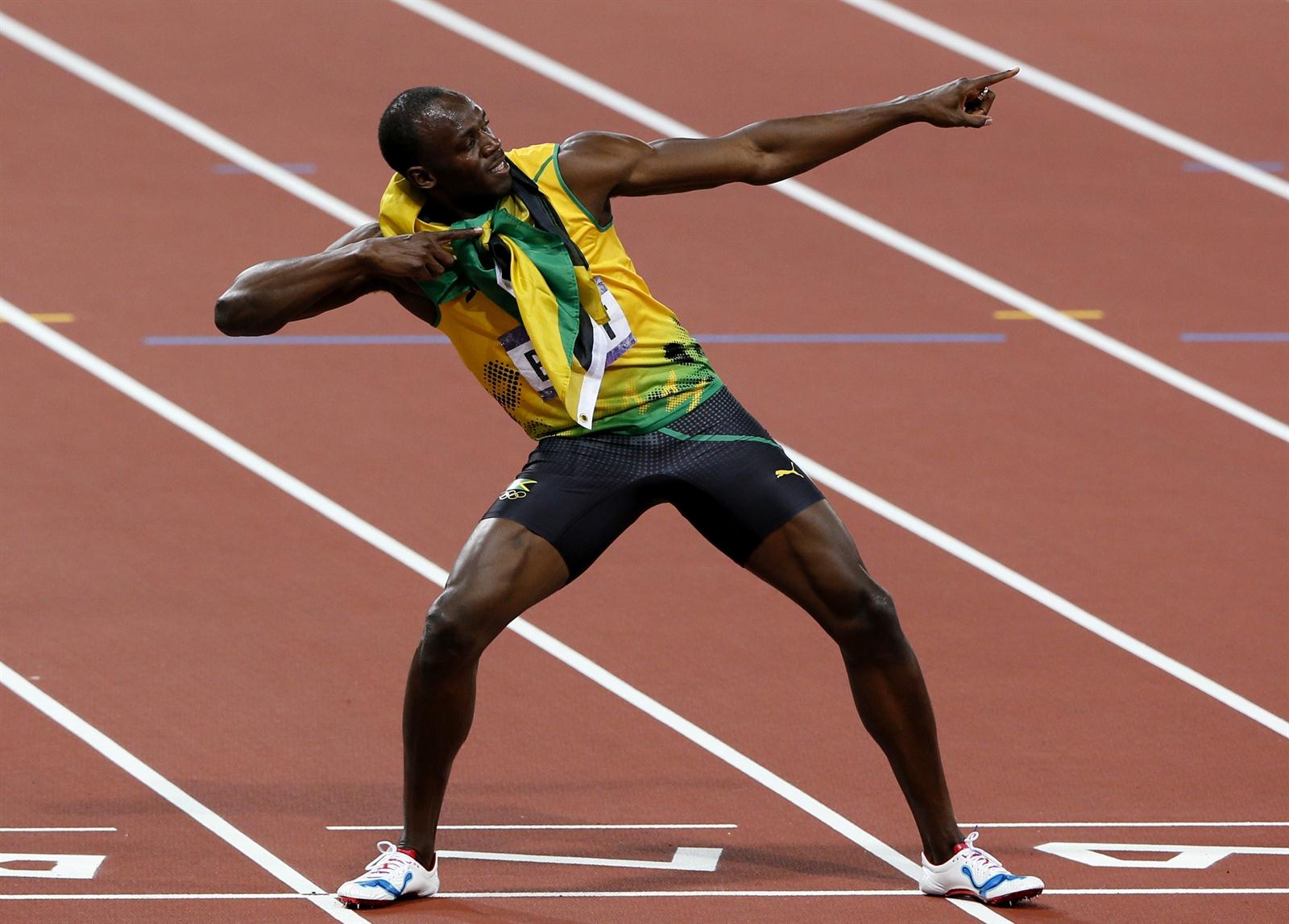 Usain Bolt tras ganar los 200 metros de Londres